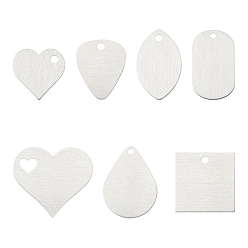 Platinum Aluminium Pendants, Stamping Blank Tag, Custom Engraving Name Plate, Business Card Blank, Mixed Shapes, Platinum, 18.5~38x19.5~36x1.5mm, hole: 2.5~7.5mm, 35pcs/box