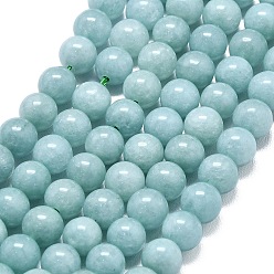 Аква Натуральный Malaysia нефритовые бусы пряди, окрашенная и подогревом, круглые, вода, 4~4.5 мм, отверстие : 0.8 мм, около 85~88 шт / нитка, 14.57~14.96 дюйм (37~38 см)
