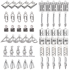 Античное Серебро 72 шт 12 стили подвески из сплава в тибетском стиле, прелести скрепки, античное серебро, 10~32x6.5~24x1~8 мм, отверстие : 1.2~2 мм, 6 шт / стиль