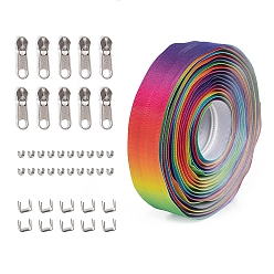 Платина Градиентные нейлоновые закрытые молнии, с застежкой-молнией на голове и упоре для рта, для сумок-кошельков, платина, 450x3.2 см