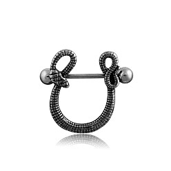 Нержавеющая Сталь Цвет 304 Кольца для сосков из нержавеющей стали, пирсинг соска штифт, змея, цвет нержавеющей стали, 19 мм, штифты : 1.6 мм