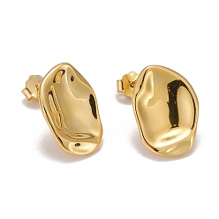 Golden 925 Sterling Silver Stud Earrings, with Ear Nuts, Nuggets, Golden, 15x10.5x2mm, Pin: 0.7mm