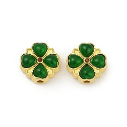 Морско-зеленый Бусины из сплава смолы и стразов, без кадмия и без свинца, клевер, цвета морской волны, 5.7 мм, отверстие : 1.6 мм