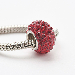 227_Светло-сиамский Австрийский хрусталь, европейские бусины, бусины с большим отверстием, 925 сердечник из стерлингового серебра, рондель, 227 _light Сиам, 11~12x7.5 мм, отверстие : 4.5 мм