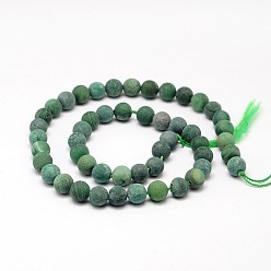 African Jade Natural African Jade Round Bead Strands, Frosted, 8mm, Hole: 1mm, about 48pcs/strand, 15.5 inch