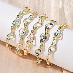 (52) Непрозрачная лаванда Латунные эмалевые плоские круглые звенья-цепочки с защитой от сглаза для женщин, стойки покрытие, долговечный, без кадмия и без свинца, реальный 18 k позолоченный, разноцветные, 6-1/2 дюйм (16.5 см)