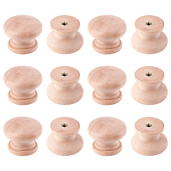 BurlyWood Wood Drawer Knobs, for Home, Cabinet, Cupboard and Dresser, Mushroom, BurlyWood, 29.5x38mm, 12pcs/bag