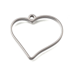 Сердце 304 из нержавеющей стали полые подвески, анти-тускнение, сердце, 25x28.5x3 мм, отверстие : 2 мм