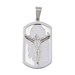 Платина Тема Иисуса 304 подвески из нержавеющей стали, прямоугольные, платина, 41.5x23x5.5 мм, отверстие : 5x8 мм