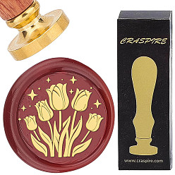 Цветок Латунные восковые печати с деревянной ручкой, для diy scrapbooking, тюльпан, 25 мм