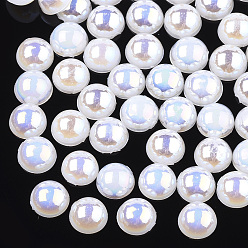 Creme-weiß ABS Kunststoffimitation Perle Cabochons, ab Farbe plattiert, Halbrund, creme-weiß, 5x2.5 mm, 10000 Stück / Beutel