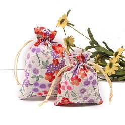 Льняное Полотно Пакеты из хлопка и льна, шнурок сумки, прямоугольные, белье, 14x10 см