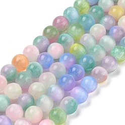 (52) Непрозрачная лаванда Нити из натурального селенита, окрашенные, круглые, разноцветные, 10 мм, отверстие : 1.6 мм, около 39 шт / нитка, 15.55'' (39.5 см)
