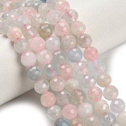 Морганит Природные морганит нитей бисера, круглые, граненый (128 граней), класс АА, 6 мм, отверстие : 0.6 мм, около 69~70 шт / нитка, 15.75''~15.94'' (40~40.5 см)