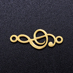 Golden 201 Stainless Steel Links connectors, Treble Clef, Golden, 18.5x7x1mm, Hole: 1.2mm