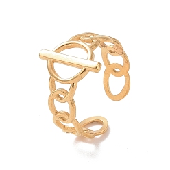 Золотой Ионное покрытие (ip) 304 открытое манжетное кольцо в форме пряжки из нержавеющей стали, полое кольцо на палец для женщин, золотые, размер США 7 3/4 (17.9 мм)