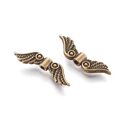 Antique Bronze Tibetan Style Alloy Beads, Cadmium Free & Nickel Free &, Lead Free, Antique Bronze Color, Wing, Size: about 7mm long, 23mm wide, 3mm thick, hole: 1.5mm, 1380pcs/1000g