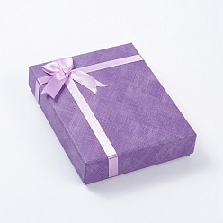 Средний Фиолетовый Картон комплект ювелирных изделий коробки, с губкой внутри прокладки, прямоугольные, средне фиолетовый, 16x12.5x3.6 см