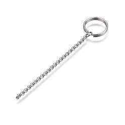 Нержавеющая Сталь Цвет Устойчивы к потускнению 304 разъемные застежки для ключей из нержавеющей стали, для изготовления брелка, с удлиненными цепями Роло, цвет нержавеющей стали, 63 мм, Кольцо: 12x2 mm