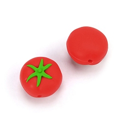 Помидор Мультяшные силиконовые фокусные бусины, красные, помидор, 20 мм