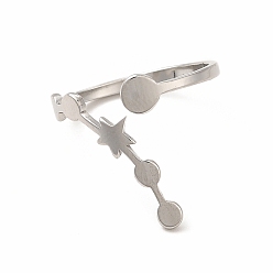 Нержавеющая Сталь Цвет Не тускнеет 304 открытое кольцо-манжета из нержавеющей стали с изображением утренней звезды для женщин, цвет нержавеющей стали, размер США 6 1/4 (16.7 мм)