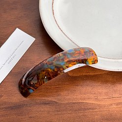 Шоколадный Заколка для волос из ацетата целлюлозы, с фурнитурой платина железная, прямоугольные, цвет шоколада, 100 мм