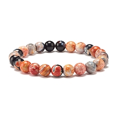 Mixed Color Dyed Natural Fire Crackle Agate Bead Stretch Bracelets, Mixed Color, Inner Diameter: 2-1/8 inch(5.4cm)