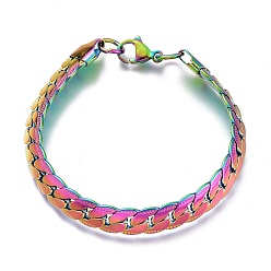 Rainbow Color 304 acier inoxydable les bracelets de la chaîne de Cuban Link pour hommes, , avec fermoir pince de homard, couleur arc en ciel, 7-1/8 pouce (18.1 cm), 8mm