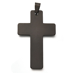 Черный 201 подвески из нержавеющей стали, крест очарование, чёрные, 47.5x29.5x1 мм, отверстие : 8x4 мм