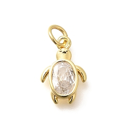 Настоящее золото 18K Латунные микро проложить кубического циркония подвески, черепаховые чары, с целью перехода в кольце, стойки покрытие, долговечный, без свинца и без кадмия, реальный 18 k позолоченный, 14.5x9.5x3 мм, отверстие : 3 мм