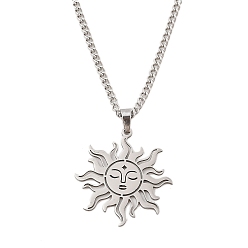 Солнце Антикоррозийные 201 ожерелья из нержавеющей стали с витой цепочкой для женщин, солнце, 23.62 дюйм (60 см), Кулон : 35.5x34x1.5 мм