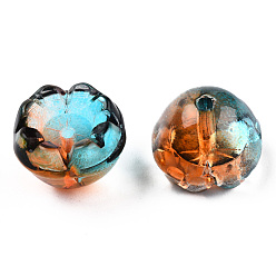 Коралловый Прозрачные брызги, окрашенные распылением, два тона, цветок, коралл, 9x13x13 мм, отверстие : 1.6 мм