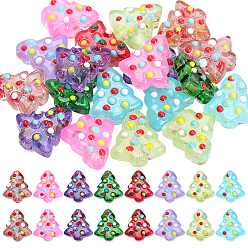 (52) Непрозрачная лаванда 24шт 8цвета бусины из неровного стекла ручной работы, бусины ручной работы, Рождественские елки, окрашенная и подогревом, с эмалью, разноцветные, 16x14.5x7 мм, отверстие : 1.2 мм, 3 шт / цвет