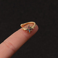 Звезда Золотые латунные микропаве цветные кубические цирконии клипсы на хрящ серьги для женщин, звезда, 8 мм