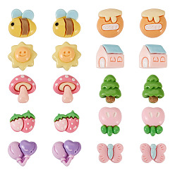 Mixed Shapes 60 шт. 10 стили лесная тематика непрозрачные смоляные кабошоны, разноцветные, разнообразные, 9~12x9~12x5~7 мм, 6 шт / стиль