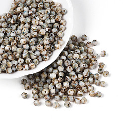 Белый Дым Пикассо стеклянные бусины, двухконусные, граненые, серый, 4~4.5x3.5~4 мм, отверстие : 1~1.2 мм, Около 675 шт / 50 г