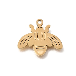 Oro 304 colgantes de acero inoxidable, encantos de abejas, dorado, 15x17x1 mm, agujero: 1.4 mm