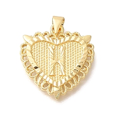 Letter H Стойки обшивки латунные подвески, без кадмия и без свинца, сердце с подвесками в виде буквы az, Письмо ч, 24x22x3 мм, отверстие : 5x3.5 мм