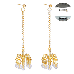 Golden 2Pcs Alloy Pendant Decorations, with Brass Ball Post Ear Studs, Golden, 108mm