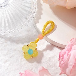 Золотистый Украшения из искусственного нефрита, плетеные из стекла, с имитацией клевера, окрашенные в технике выпечки, подвесные украшения из нейлоновой нити, золотые, 50 мм