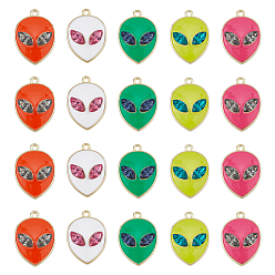 (52) Непрозрачная лаванда 20 шт 5 цвета сплава эмалевые подвески, со стразами, золотые, инопланетное очарование, разноцветные, 27.5x20x5 мм, отверстие : 2 мм, 4 шт / цвет