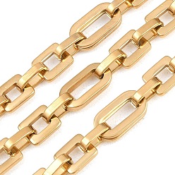Настоящее золото 18K 201 Овальная цепочка из нержавеющей стали с квадратными звеньями, с катушкой, ионное покрытие (ip), несварные, реальный 18 k позолоченный, 16x8x3 мм и 10x6x2.5 мм и 10x8x2 мм