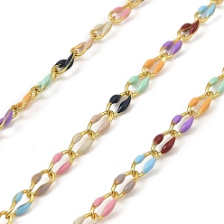 (52) Непрозрачная лаванда Латунь бордюр цепи, с эмалью, без кадмия, без никеля и без свинца, пайки, с катушкой, реальный 18 k позолоченный, долговечный, разноцветные, 8.5x4.5x2 мм, 10 м / рулон
