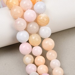 Mixed Color Natural Green Jade Graduated Beads Strands, Dyed, Smooth Round, Mixed Color, 6~12mm, Hole: 1~1.4mm, about 53pcs/strand, 17.32''(44cm)