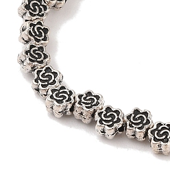 Plata Antigua Estilo tibetano hebras de perlas de aleación de flores, sin plomo y el cadmio, plata antigua, 4.5x3 mm, agujero: 1 mm, sobre 45 unidades / cadena, 8 pulgada