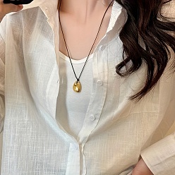 Настоящее золото 18K Минималистичные подвески-капли из нержавеющей стали с черным шнуром из искусственной кожи для женщин, реальный 18 k позолоченный, 15.75 дюйм (40 см)