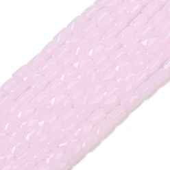 Pink Стеклянные бусины, имитация нефрита , прямоугольные, граненые, розовые, 7x4.5x3.5 мм, отверстие : 0.9 мм, около 79~80 шт / нитка, 21.65''~22.24'' (55~56.5 см)