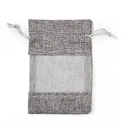 Серый Пакеты для упаковки в хлопок, шнурок сумки, с лентами из органзы, серые, 14.8x10x0.35 см