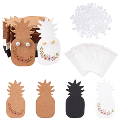 Mixed Color Cardboard Earring Display Cards, Pineapple, Mixed Color, 64x32x0.3mm, Hole: 1.2mm, 440pcs/set