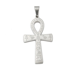 Нержавеющая Сталь Цвет 304 подвески из нержавеющей стали, анкх крест очарование, цвет нержавеющей стали, 45.5x26.5x2 мм, отверстие : 8x5.5 мм